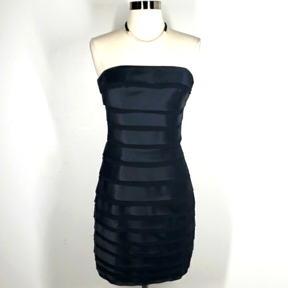 NEW BCBG MaxAzria Black Satin Strapless Dress Size 2